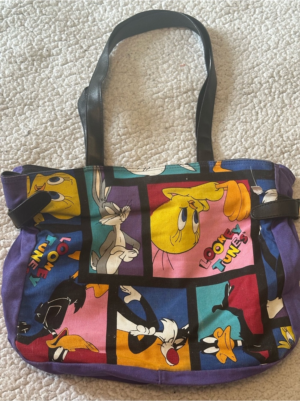Warner Bros. Vintage Purple Multi-Character Looney Tunes Canvas Tote